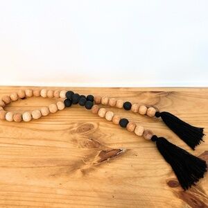 Modern Wooden Prayer Beads Minimalist Home Decor Accents Natural Stain & Black